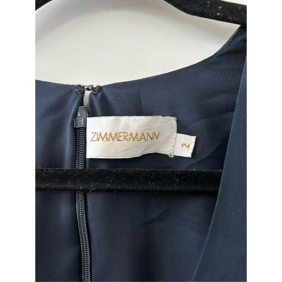 Zimmermann Long Sleeve V-Neck Twist Silk Sheath Dress Blue Women’s Size 6 - Picture 8 of 8